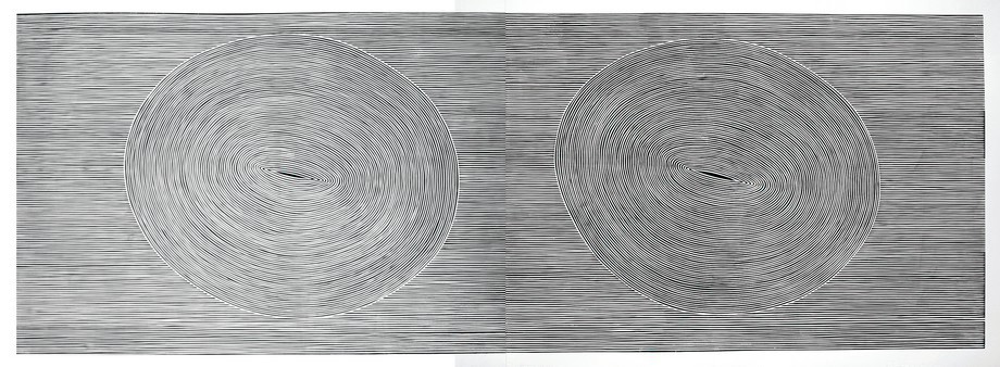 Whirls on the Wislok river | linocut | 60×176 cm | 2015